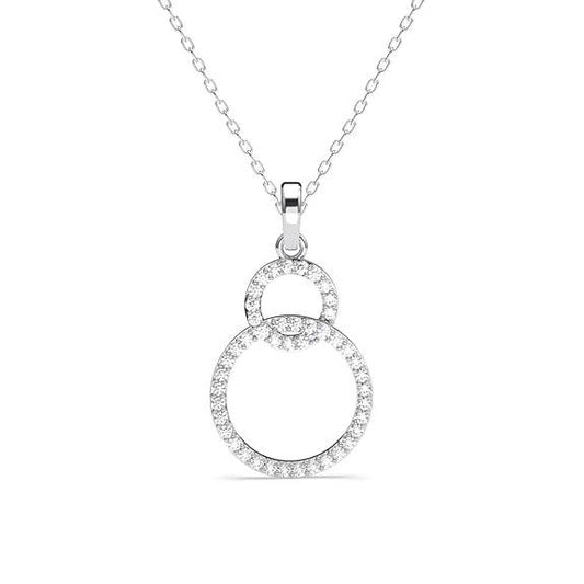925 Sterling Silver Interlocked Ring Pendant Earrings Chain Necklace Jewellery Set | Platinum Plated, Swiss Zirconia | Gift for Women and Girls - Rajputtrade