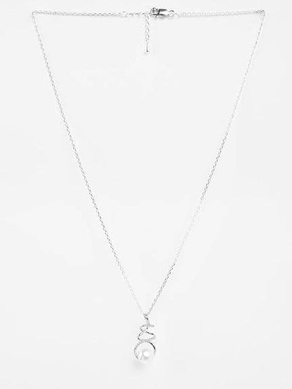 925 Sterling Silver Morsal Real Pearl Pendant Earrings Chain Necklace Jewellery Set | Platinum Plated, Swiss Zirconia |Gift for Women and Girls - Rajputtrade