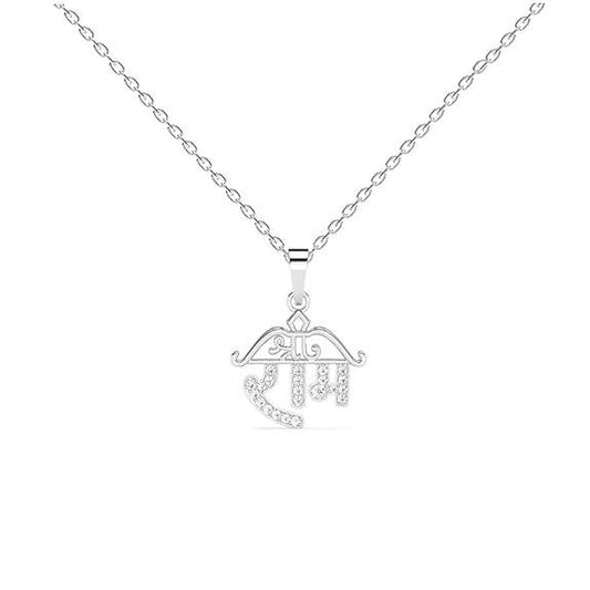 925 Sterling Silver Shri Ram Pendant Necklace for Men & Women | With or Without Chain | Religious, Platinum Plated. Swiss Zircon - Rajputtrade