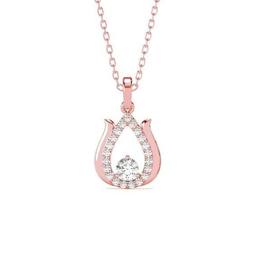 925 Sterling Silver Lotus Pendant Earrings Chain Necklace Jewellery Set | Rose Gold Plated, Swiss Zirconia | Gift for Women and Girls - Rajputtrade