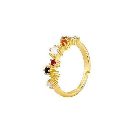 925 Silver Golden Vivara Beaded Ring, Adjustable | Gifts for Women and Girls | - Rajputtrade