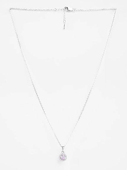 925 Sterling Silver Tove Pink Solitaire Pendant Earrings Chain Necklace Jewellery Set | Platinum Plated, Swiss Zirconia |Gift for Women and Girls - Rajputtrade