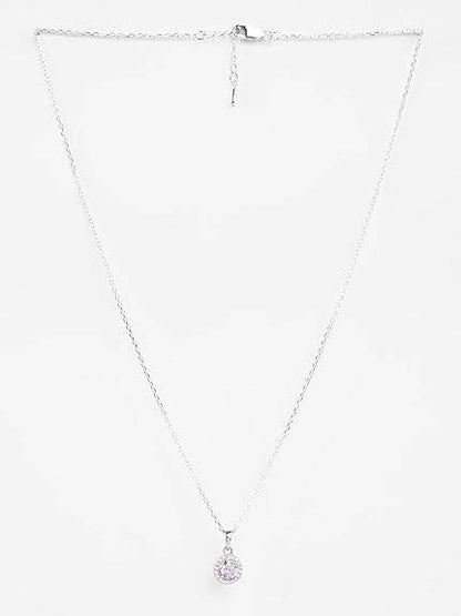 925 Sterling Silver Tove Pink Solitaire Pendant Earrings Chain Necklace Jewellery Set | Platinum Plated, Swiss Zirconia |Gift for Women and Girls - Rajputtrade