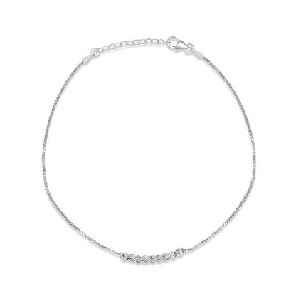 925 Sterling Silver Anklet Pair | Rhodium Plated Adorned Women Chain Anklet | - Rajputtrade