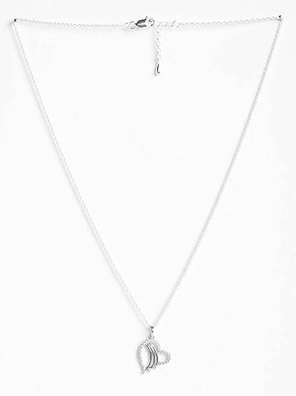 925 Sterling Silver Heart Shape Pendant Chain Necklace | Rhodium Plated, Swiss Zirconia | Gift for Women and Girls - Rajputtrade
