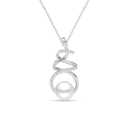 925 Sterling Silver Morsal Real Pearl Pendant Earrings Chain Necklace Jewellery Set | Platinum Plated, Swiss Zirconia |Gift for Women and Girls - Rajputtrade