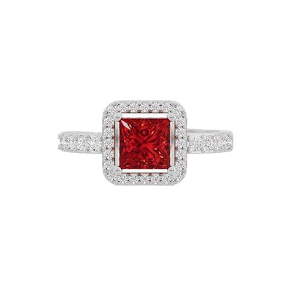 925 Sterling Silver 18K Gold and Rose Gold Plated Radiant Square Halo Ring | Gift for Women and Girls | - Rajputtrade