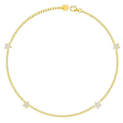 925 Silver Golden Star Constellation Anklet,Single| Gifts for Women and Girls | - Rajputtrade
