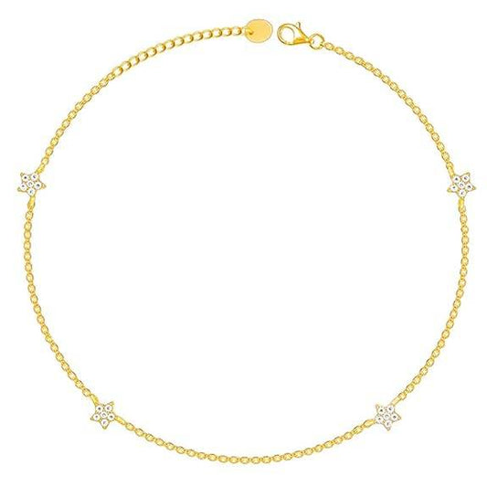 925 Silver Golden Star Constellation Anklet,Single| Gifts for Women and Girls | - Rajputtrade