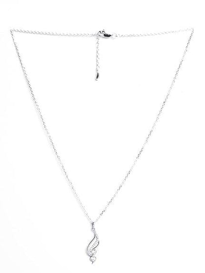925 Sterling Silver Swirl Pendant Earrings Chain Necklace Jewellery Set | Platinum Plated, Swiss Zirconia | Modern Gift for Women and Girls - Rajputtrade