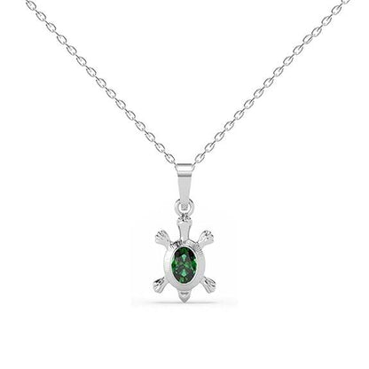 925 Sterling Silver Good Luck Tortoise Turtle Pendant Necklace for Men & Women | With or Without Chain | Religious, Platinum Plated. Swiss Zircon - Rajputtrade
