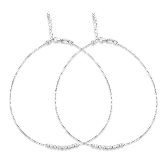 925 Sterling Silver Anklet Pair | Rhodium Plated Adorned Women Chain Anklet | - Rajputtrade
