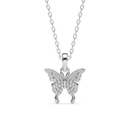 925 Sterling Silver Fia Butterfly Pendant Earrings Chain Necklace Jewellery Set | Platinum Plated, Swiss Zirconia | Gift for Women and Girls - Rajputtrade