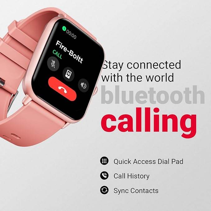 Fire-Boltt Ninja Call Pro Plus Smart Watch 1.83 inch with Bluetooth Calling (Pink) - Rajputtrade
