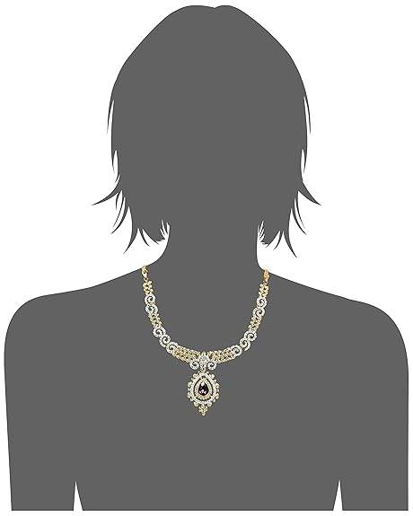 Gold Plated Austrian Crystal With Blue Stone Necklace Set for Women - Rajputtrade