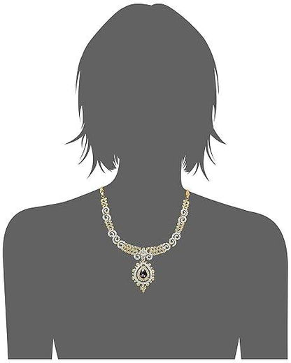 Gold Plated Austrian Crystal With Blue Stone Necklace Set for Women - Rajputtrade