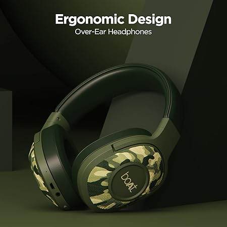 boAt Rockerz 550 Over Ear Bluetooth Headphones with Upto 20 Hours Playback, 50MM Drivers (Army Green) - Rajputtrade