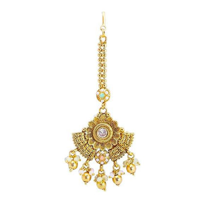 Gold Plated Matte Forming One Gram Gold Haram Traditional Kundan, Choker Jewellery/Jewelry Necklace Set For Women - Rajputtrade