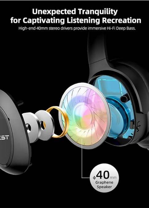 HEST Deepbeat TSP H1 | The Sonic Pioneer (TSP) | ANC | Deep Bass | 25 to 30 Hour Play-Time (Black) - Rajputtrade