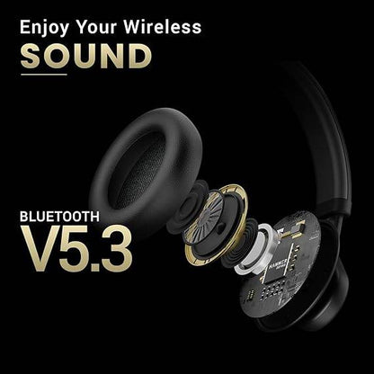 HAMMER Bash Max Over The Ear Wireless Bluetooth Headphones with Mic, Upto 40 Hours Playtime (Black) - Rajputtrade