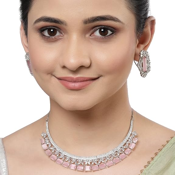 Necklace With Earring Jewellery Set For Woment and Girl (Rose Gold Multi) - Rajputtrade