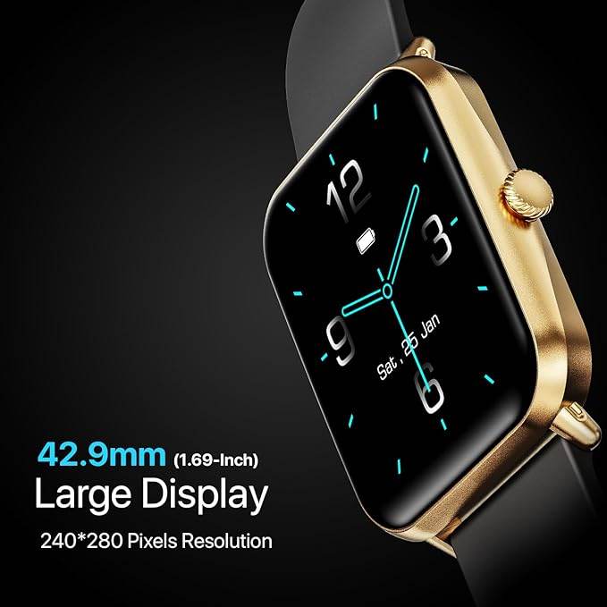 Fire-Boltt Ninja Call Pro Smart Watch Dual Chip Bluetooth Calling, 42.92mm (1.69 inch) Display (Dark Gold Black) - Rajputtrade