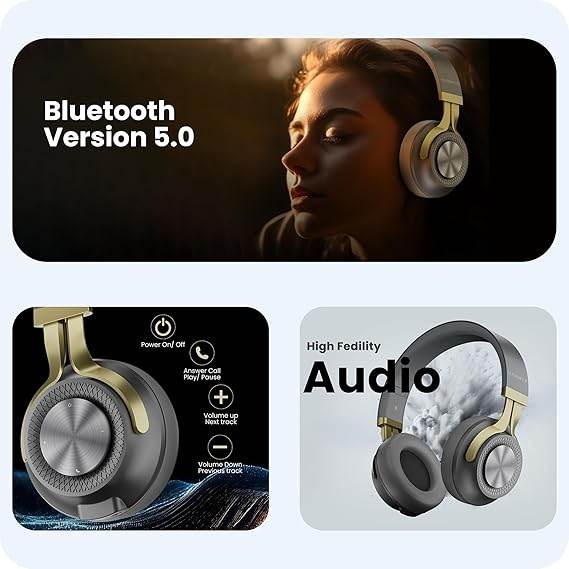 HAMMER Bash 2.0 Over The Ear Wireless Bluetooth Headphones with Mic, Upto 8 Hours Playtime (Grey) - Rajputtrade