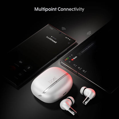 boAt Airdopes Ultra Pro, 100Hrs Battery, Dual Pairing, Spatial Audio, App Support, Fast Charge, 4Mics ENx, v5.3 Bluetooth Earbuds (White) - Rajputtrade