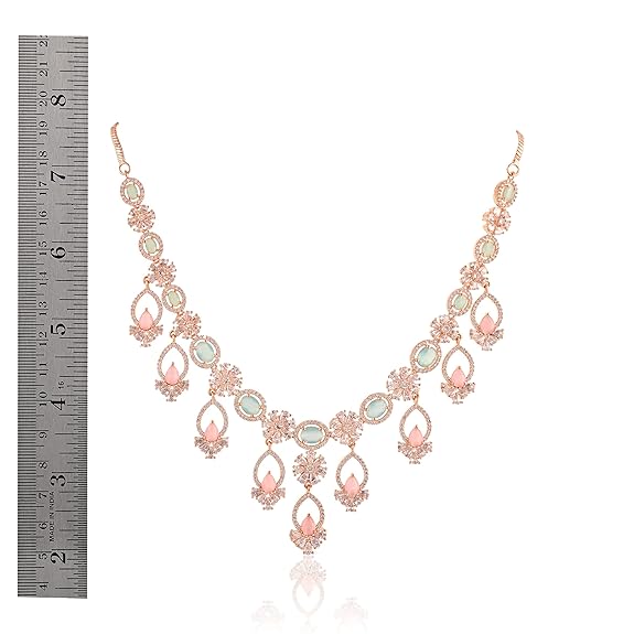 Jewellery Necklace Set with Earring for Women/Girls (Pink) - Rajputtrade