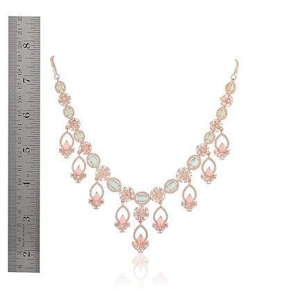 Jewellery Necklace Set with Earring for Women/Girls (Pink) - Rajputtrade