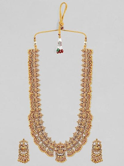 Womens 24K Gold Plated Handcrafted Traditional Lakshmi Temple Jewellery Set - Rajputtrade