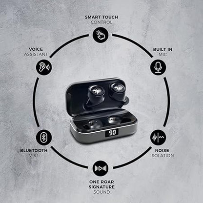 One Roar Denx45 Aluminium Alloy Bluetooth Truly Wireless in Ear Earbuds, Ipx6, Low Latency (Dark Silver) - Rajputtrade