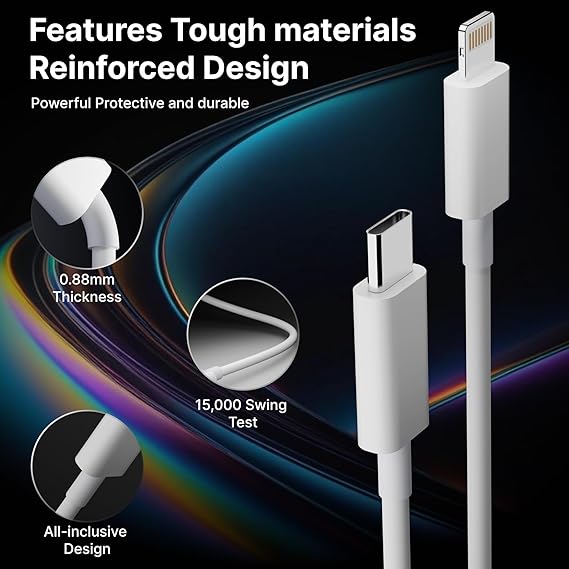 USB C to Lightning Cable 1M [MFi Certified] iPhone Fast Charger Cable | iPhone 14/13/12/12 PRO Max/ iPad pack of 1