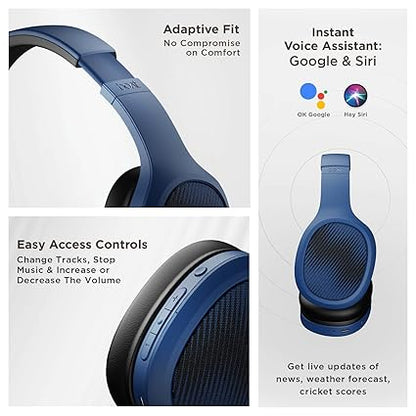 boAt Rockerz 460 Wireless Over Ear Headphones W/Up to 30Hrs Playtime, 40Mm Drivers (Blue)