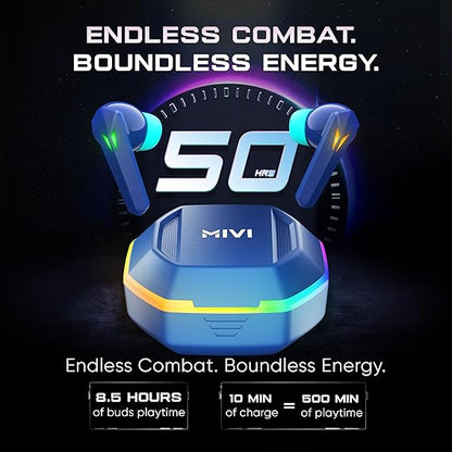 Mivi Commando X7 [Just Launched] Gaming in Ear Earbuds: 35ms Low Latency, 13mm Bass Drivers, 50Hrs Playtime (Blue) - Rajputtrade
