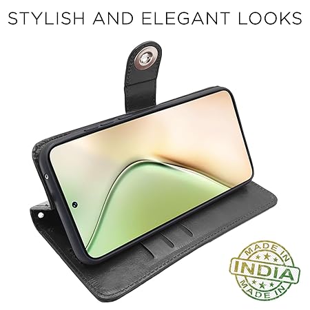 Vivo Y200 5G Flip Cover Leather Finish Flip Case (Black)