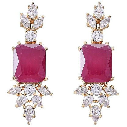Gold Plated Traditional Fashion Jewellery Red Ruby Necklace Set Pendant with Earring for Women/Girls (Red-Gold) - Rajputtrade