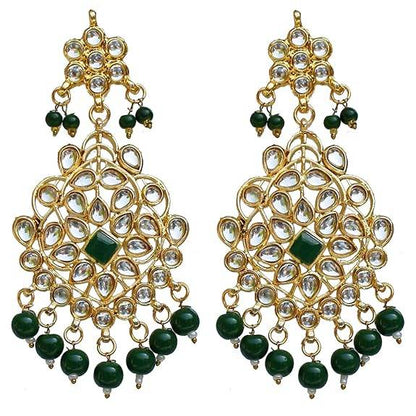 Green Gold Plated Kundan Bridal Necklace Set for Women (Green) - Rajputtrade