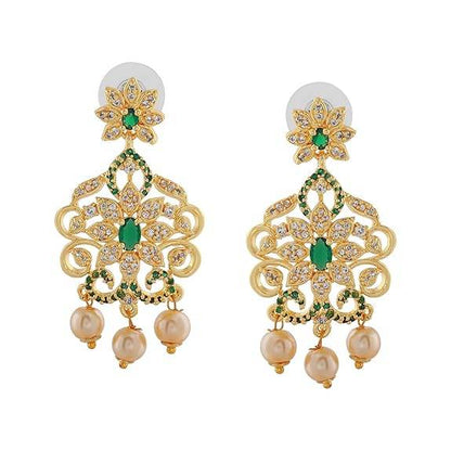 Gold Plated CZ Grand & Gorgeous Bridal Choker Set With Pearls & Crystals for Women - Rajputtrade