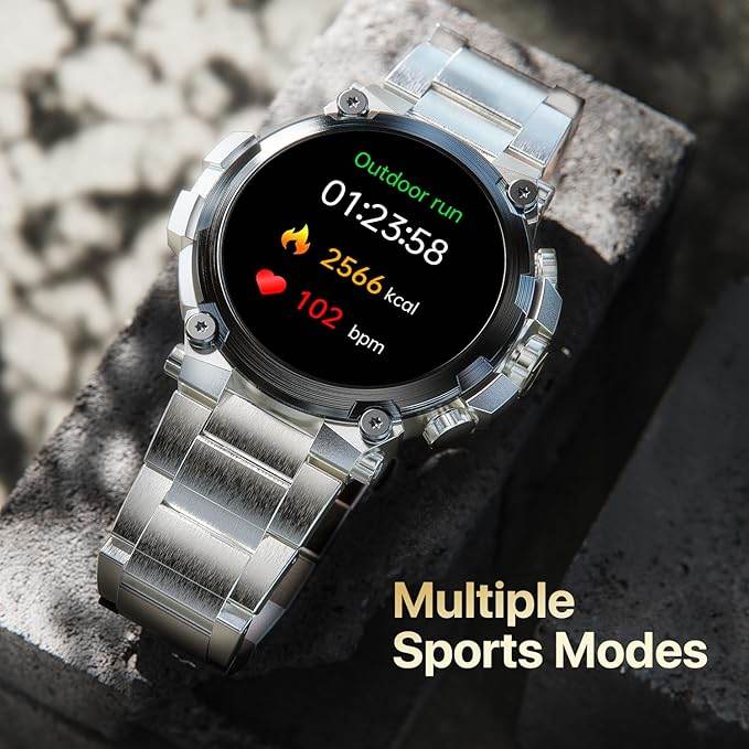Fire-Boltt Dominian 36.3mm (1.43 inch) AMOLED Display, IP67, Weather Updates (Black Silver) - Rajputtrade