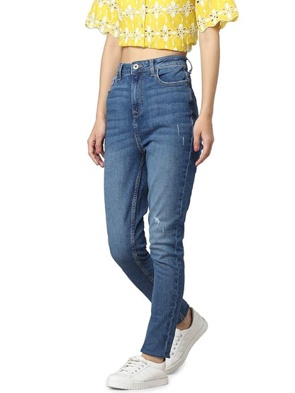 Women's Skinny Jeans, Medium Blue Denim (Size 34) - Rajputtrade