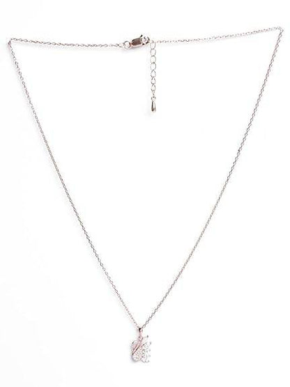 925 Sterling Silver Dancing Swan Pendant Earrings Chain Necklace Jewellery Set | Rose Gold Plated, Swiss Zirconia | Gift for Women and Girls - Rajputtrade