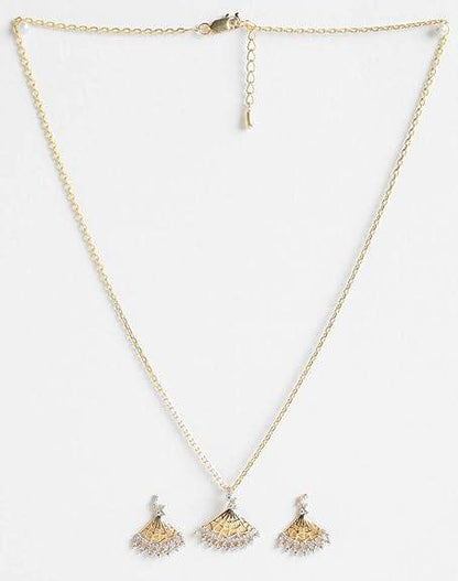 925 Sterling Silver Irina Pendant Earring Chain Jewellery Set | Gold Rhodium Plated, Swiss Zirconia | Gift for Women & Girls - Rajputtrade