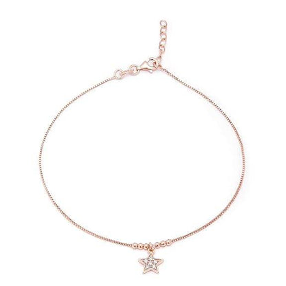 925 Sterling Silver Rose Gold Plating Chain Anklet (Single) | Gift for Women & Girls | - Rajputtrade
