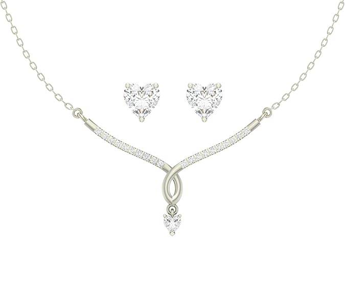 925 Sterling Silver Mila Pendant Earring Chain Jewellery Set | Platinum Plated, Swiss Zirconia | Gift for Women & Girls - Rajputtrade