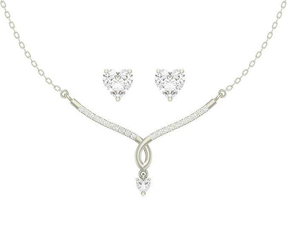 925 Sterling Silver Mila Pendant Earring Chain Jewellery Set | Platinum Plated, Swiss Zirconia | Gift for Women & Girls - Rajputtrade
