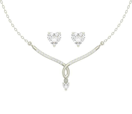 925 Sterling Silver Mila Pendant Earring Chain Jewellery Set | Platinum Plated, Swiss Zirconia | Gift for Women & Girls - Rajputtrade