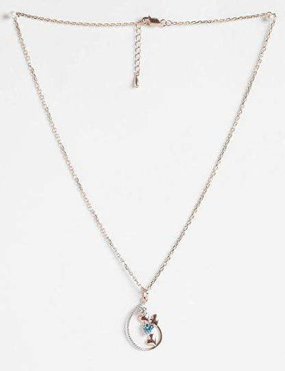 925 Sterling Silver Heart Pendant Earring Chain Jewellery Set | Rose Gold Rhodium Plated, Swiss Zirconia | Gift for Women & Girls - Rajputtrade