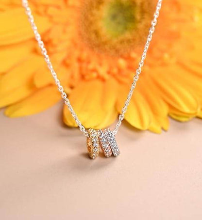 925 Sterling Silver Elio Multicolor Ring Pendant Chain Necklace | Platinum Plated, Swiss Zirconia | Gift for Women and Girls - Rajputtrade