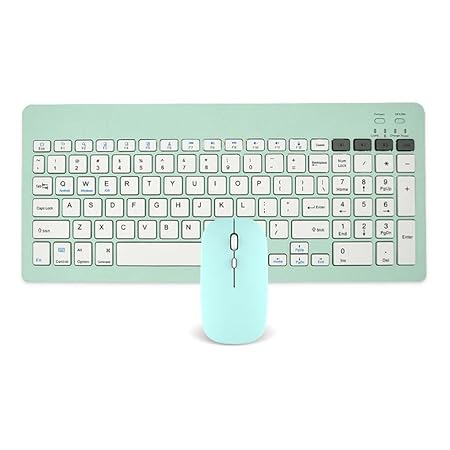 TECPHILE Wireless Keyboard and Mouse Combo, Multi Device Keyboard (3 BT5.0 + 2.4Ghz USB) and Mouse (BT5.0 + USB) Connectivity, Silent Easy Switch, Rechargeable, for Laptop,Mac,Computer,Tablet (Green) - Rajputtrade